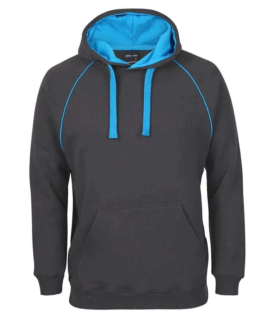 Kids Contrast Fleecy Hoodies 3CFH in Gunmetal/Aqua